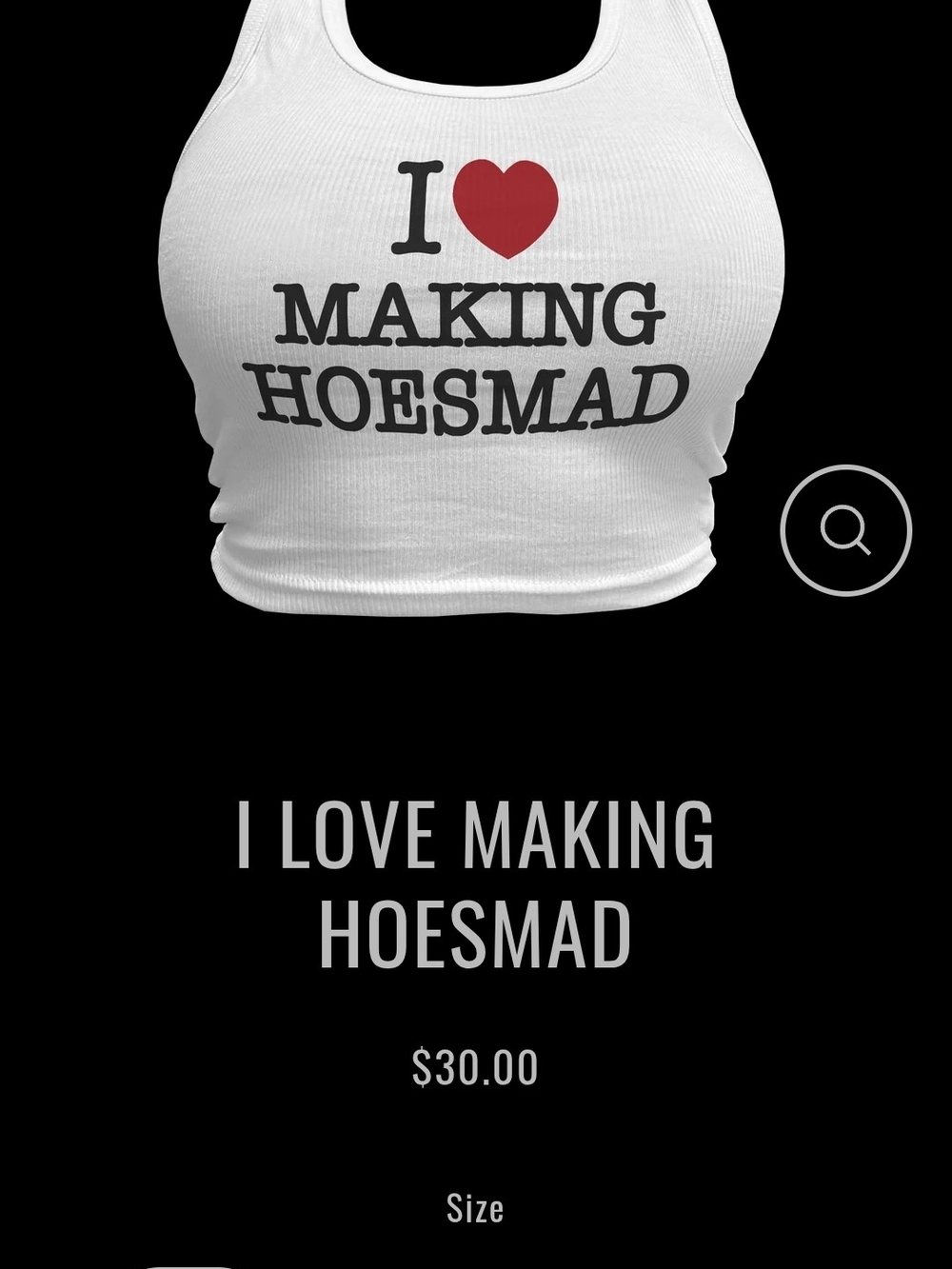 I Love Making Hoesmad Graphic White Crop Tank